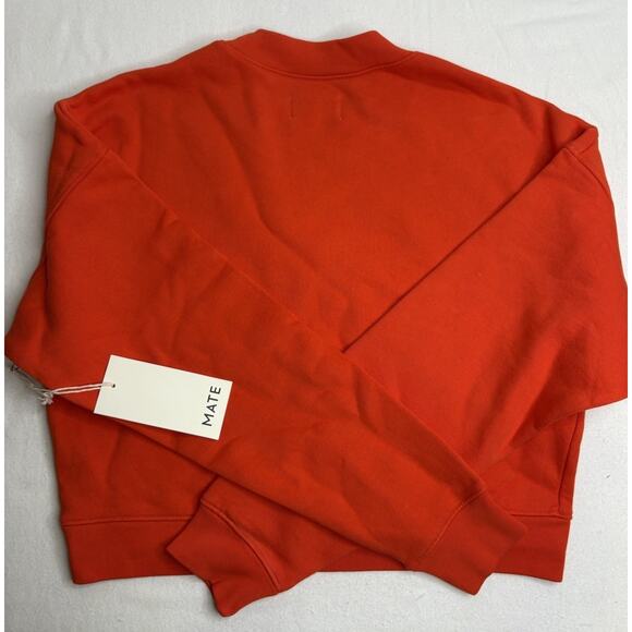 NWT! Mate The Label Sz XS Cherry Cropped Organic Cotton Crewneck Sweatshirt - Picture 3 of 5